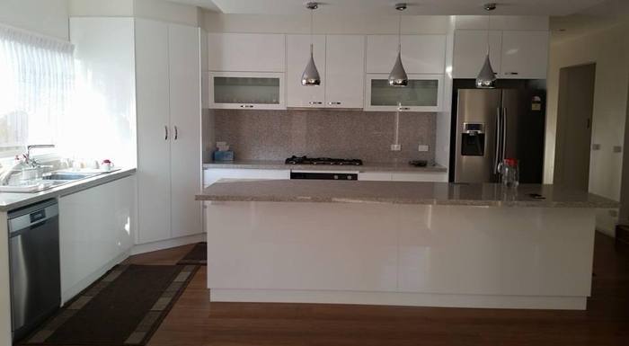 White kitchen with island bench