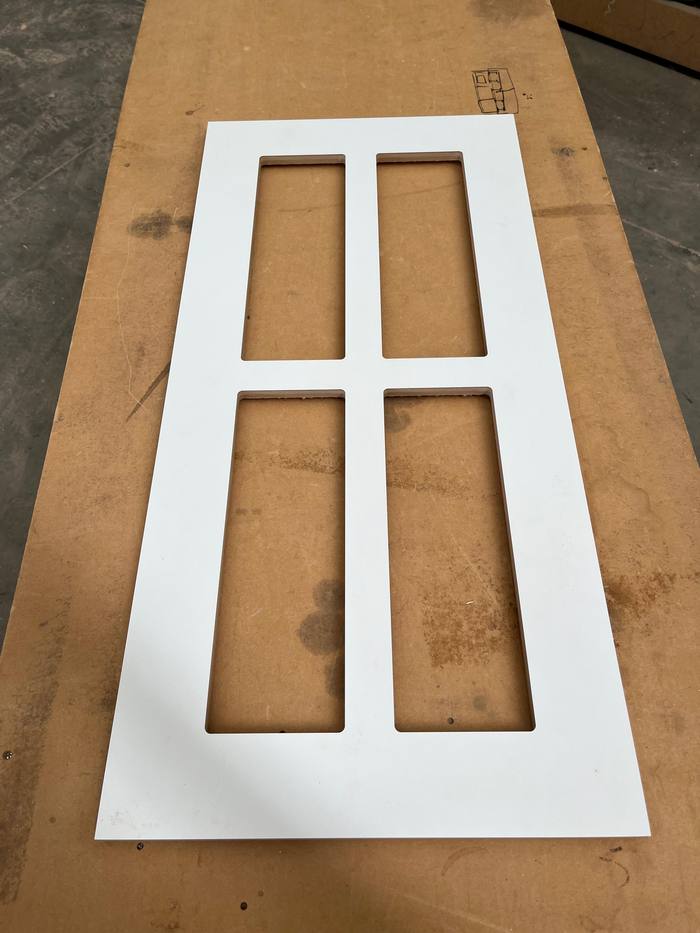 Custom white shaker style cabinet door