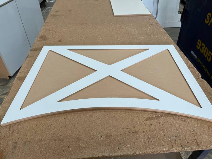 Custom cut board with angled cross-brace design